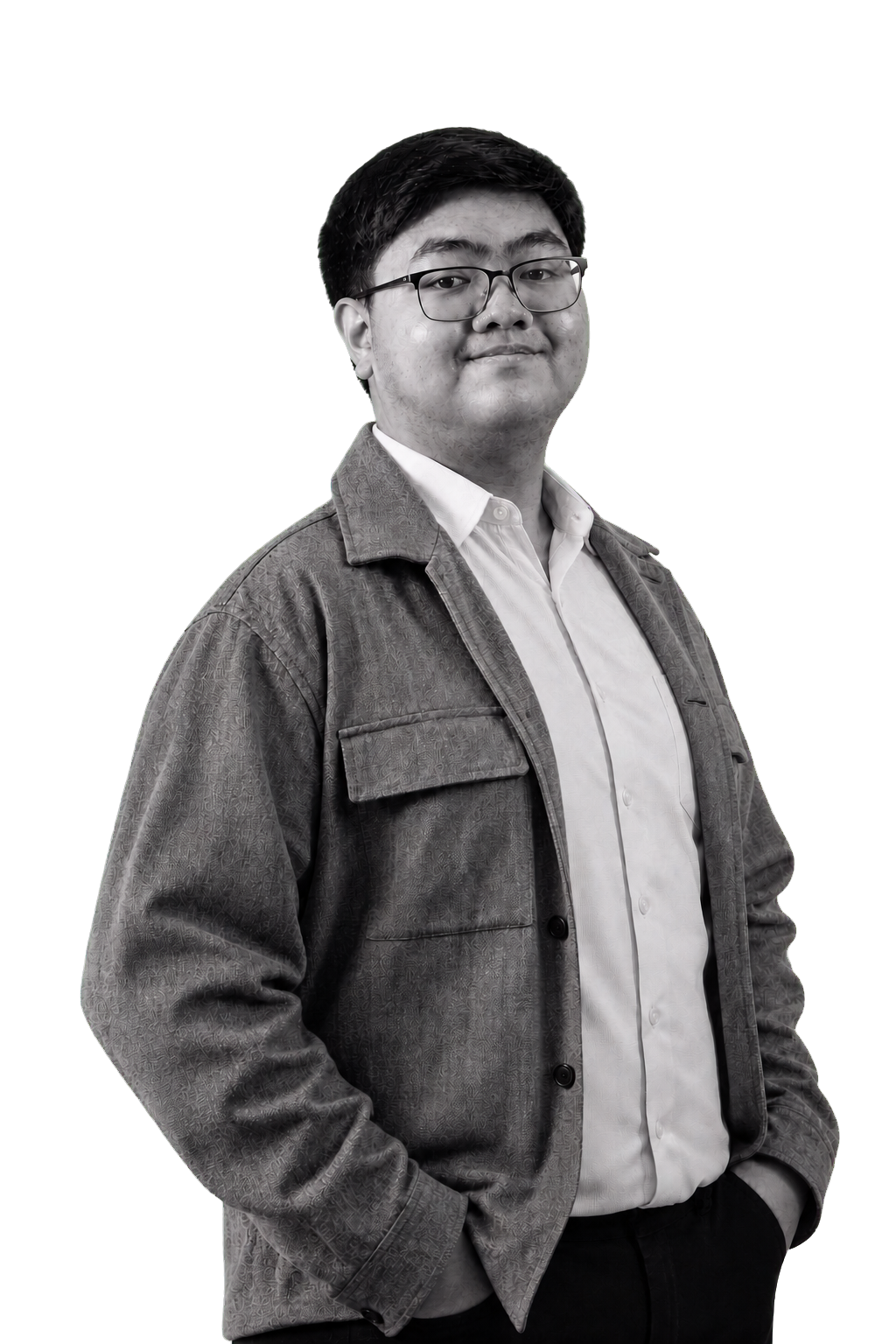 Grayscale portrait of Nathan Fenomeno